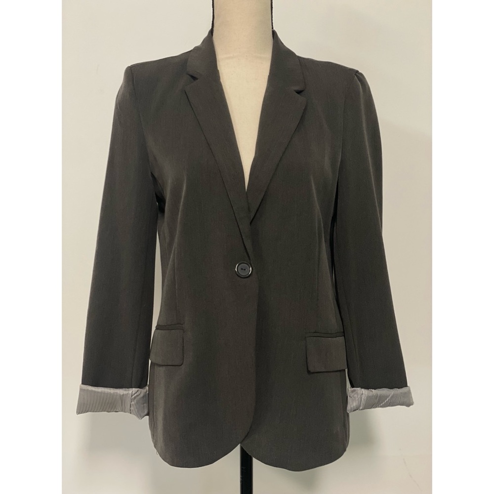 Ambiance Rolled Cuff Blazer Gray Size M - Picture 2 of 12
